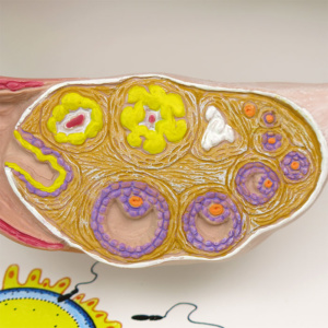 卵巣：卵胞や黄体など