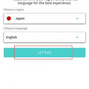 地域、言語（日本語はありません）を選択